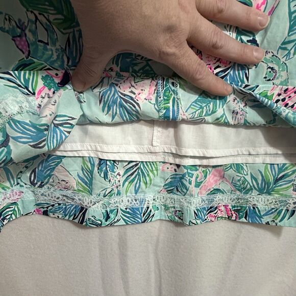 Lilly Pulitzer Barking Up The Palm Tree Seasalt Blue Classic Shift Dress Girl 10 - Picture 9 of 11